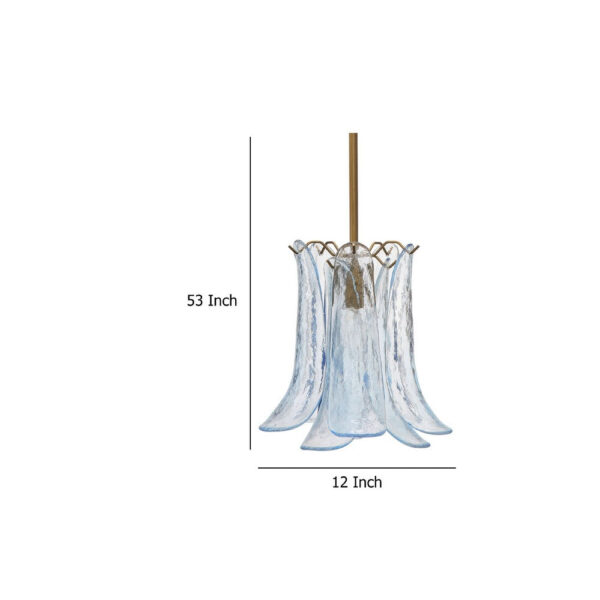 Kero Ceiling Lamp, Murano Style Sky Blue Blown Glass Pendant, 12 Inch