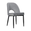 Koir Set of 2 Dining Chair, Gray Fabric, Cut Out Backrest, Black Legs