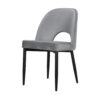 Koir Set of 2 Dining Chair, Gray Fabric, Cut Out Backrest, Black Legs