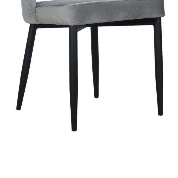 Koir Set of 2 Dining Chair, Gray Fabric, Cut Out Backrest, Black Legs
