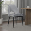 Koir Set of 2 Dining Chair, Gray Fabric, Cut Out Backrest, Black Legs