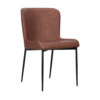 Woxy Set of 2 Dining Chair Cognac Brown Faux Leather, Black Metal Legs