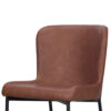 Woxy Set of 2 Dining Chair Cognac Brown Faux Leather, Black Metal Legs