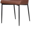 Woxy Set of 2 Dining Chair Cognac Brown Faux Leather, Black Metal Legs