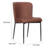 Woxy Set of 2 Dining Chair Cognac Brown Faux Leather, Black Metal Legs
