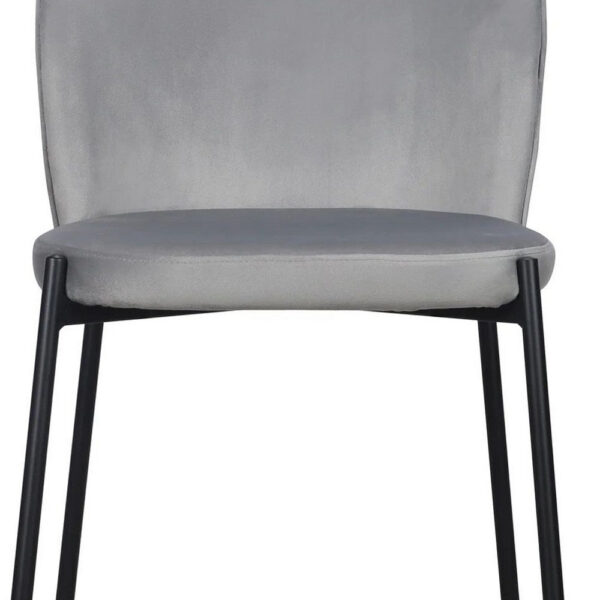 Dining Chair Set of 2, Classic Gray Fabric with Sleek Black Metal Legs