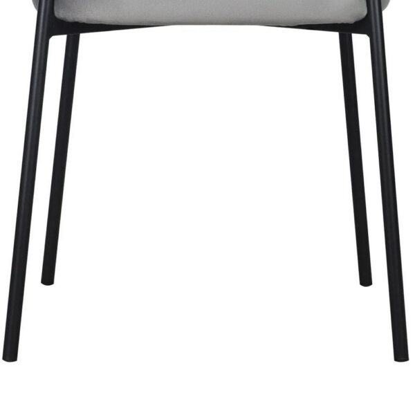 Dining Chair Set of 2, Classic Gray Fabric with Sleek Black Metal Legs