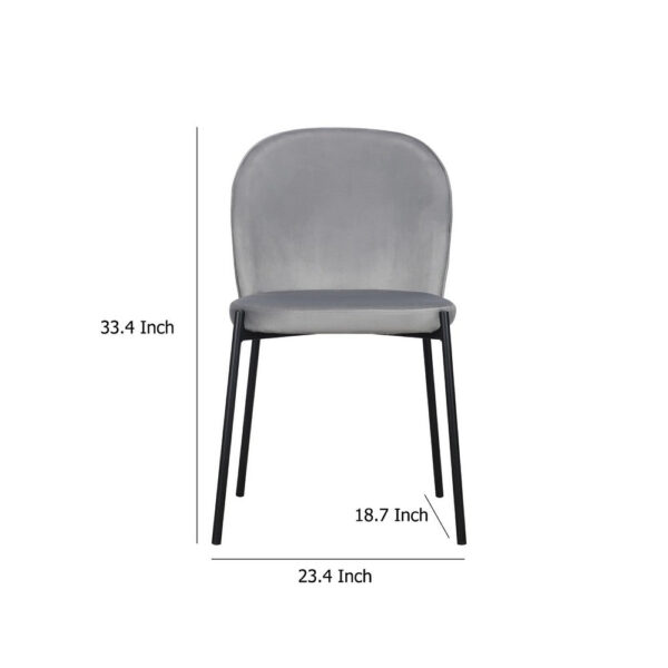 Dining Chair Set of 2, Classic Gray Fabric with Sleek Black Metal Legs