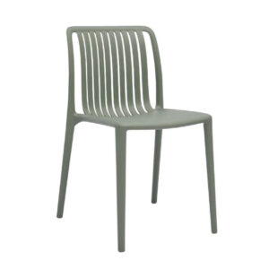 Womu Outdoor Side Chair Set of 4, Moss Green Finish, Slatted Backrest