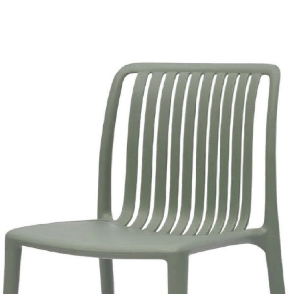 Womu Outdoor Side Chair Set of 4, Moss Green Finish, Slatted Backrest