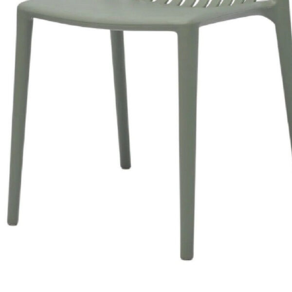 Womu Outdoor Side Chair Set of 4, Moss Green Finish, Slatted Backrest