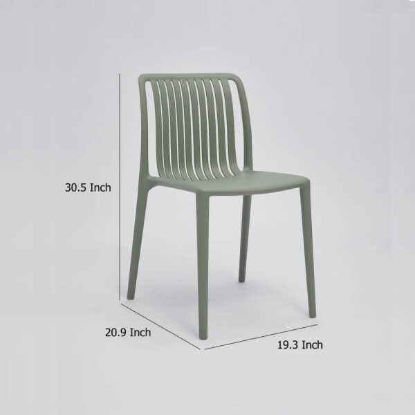 Womu Outdoor Side Chair Set of 4, Moss Green Finish, Slatted Backrest