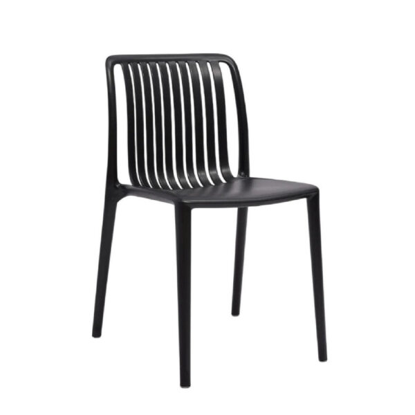 Womu Outdoor Side Chair Set of 4, Black Finish, Open Slatted Backrest