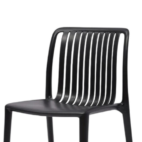 Womu Outdoor Side Chair Set of 4, Black Finish, Open Slatted Backrest