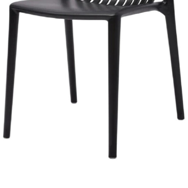 Womu Outdoor Side Chair Set of 4, Black Finish, Open Slatted Backrest