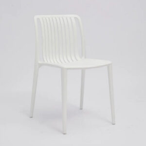 Womu Outdoor Side Chair Set of 4, White Finish, Open Slatted Backrest