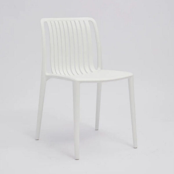 Womu Outdoor Side Chair Set of 4, White Finish, Open Slatted Backrest