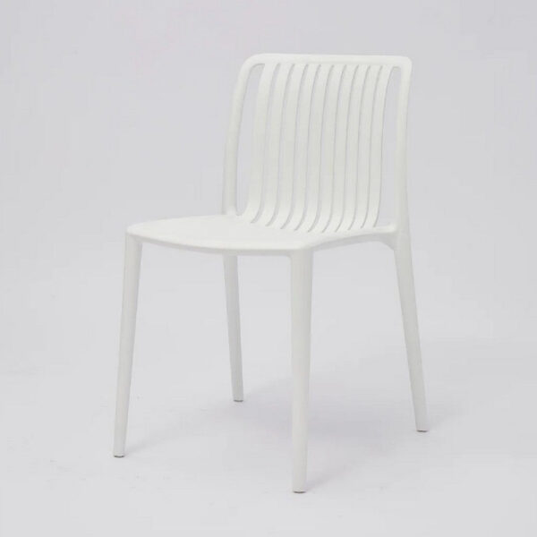 Womu Outdoor Side Chair Set of 4, White Finish, Open Slatted Backrest