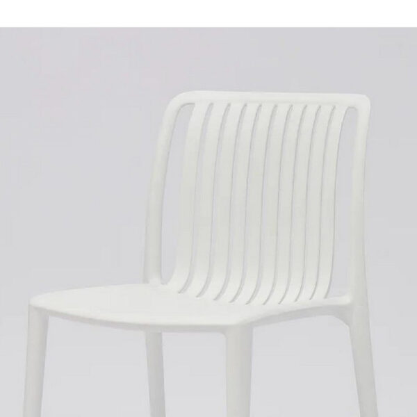 Womu Outdoor Side Chair Set of 4, White Finish, Open Slatted Backrest