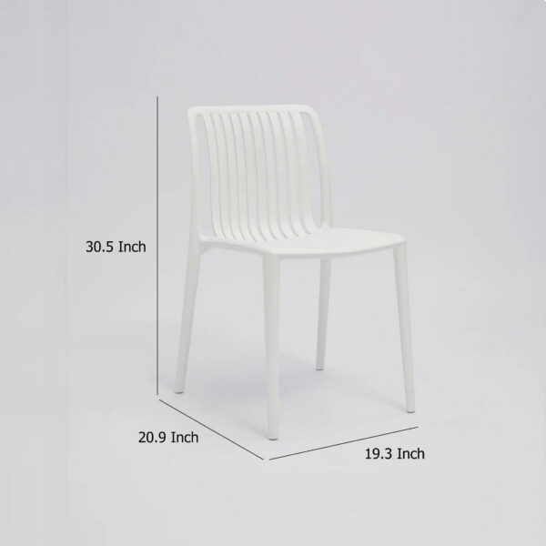 Womu Outdoor Side Chair Set of 4, White Finish, Open Slatted Backrest