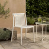Womu Outdoor Side Chair Set of 4, White Finish, Open Slatted Backrest