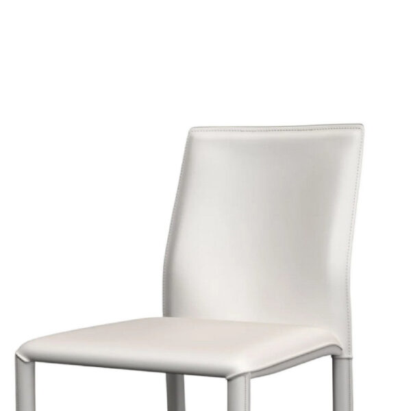 Nuwo Side Dining Chair Set of 2, White Faux Leather, Modern Metal Legs