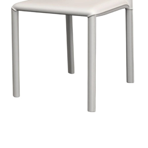 Nuwo Side Dining Chair Set of 2, White Faux Leather, Modern Metal Legs