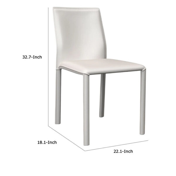 Nuwo Side Dining Chair Set of 2, White Faux Leather, Modern Metal Legs