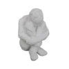 Roy Abstract Contemplative Man Figurine, White Resin Art 15 Inch