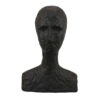 Nyk Abstract Bust Figurine, 94 Inch, Human Head Design, Black Resin