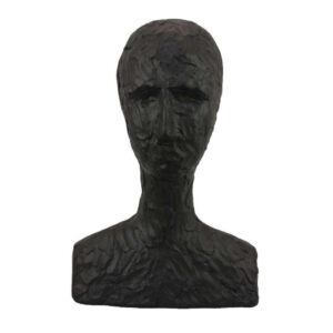 Nyk Abstract Bust Figurine, 94 Inch, Human Head Design, Black Resin