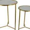 Modern Plant Stand Table Set of 2, Round Mirror Top, Gold Metal Base