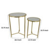 Modern Plant Stand Table Set of 2, Round Mirror Top, Gold Metal Base