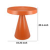 Plant Stand Table, 19 Inch Round Top Cone Pedestal Base, Orange Metal