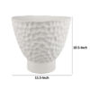 Decorative Bowl Shaped Planter, Hammered White Ceramic 12 Inch