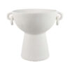 Decorative Bowl Planter, 2 Round Handles, Modern White Ceramic 14 Inch