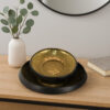 Rema Decorative Tabletop Bowls Set of 2, Modern Gold and Black Ceramic