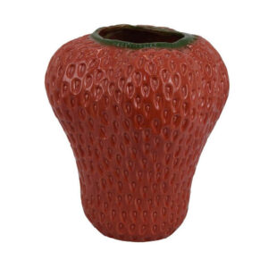 Kema Decorative Flower Vase, Strawberry Accent, 15 Inch Red Ceramic
