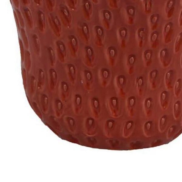 Kema Decorative Flower Vase, Strawberry Accent, 15 Inch Red Ceramic