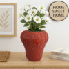 Kema Decorative Flower Vase, Strawberry Accent, 15 Inch Red Ceramic