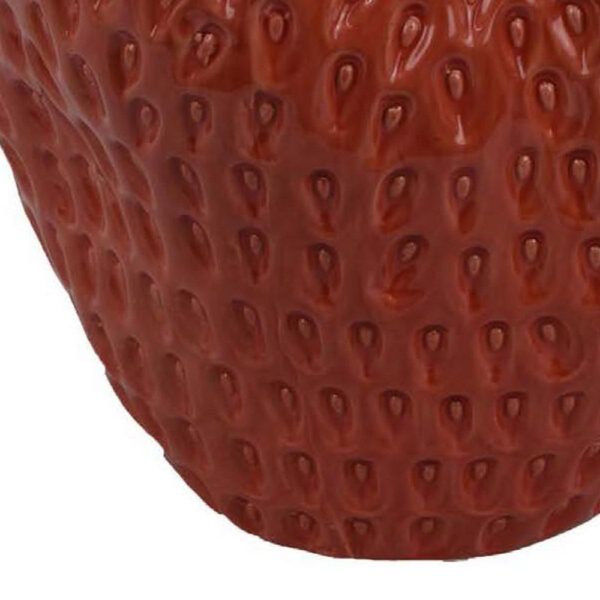 Kema Decorative Flower Vase, Strawberry Accent, 13 Inch Red Ceramic