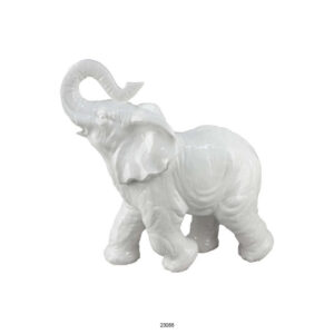 Accent Table Decoration, Elephant Design, 18 Inch White Ceramic Body