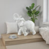 Accent Table Decoration, Elephant Design, 18 Inch White Ceramic Body