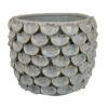 Decorative Textured Planter, Seashell Style 12 Inch Gray Ceramic Body