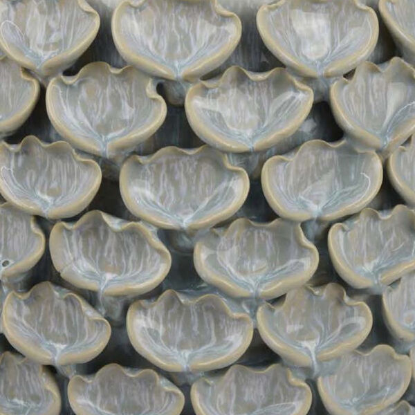 Decorative Textured Planter, Seashell Style 12 Inch Gray Ceramic Body