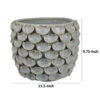 Decorative Textured Planter, Seashell Style 12 Inch Gray Ceramic Body