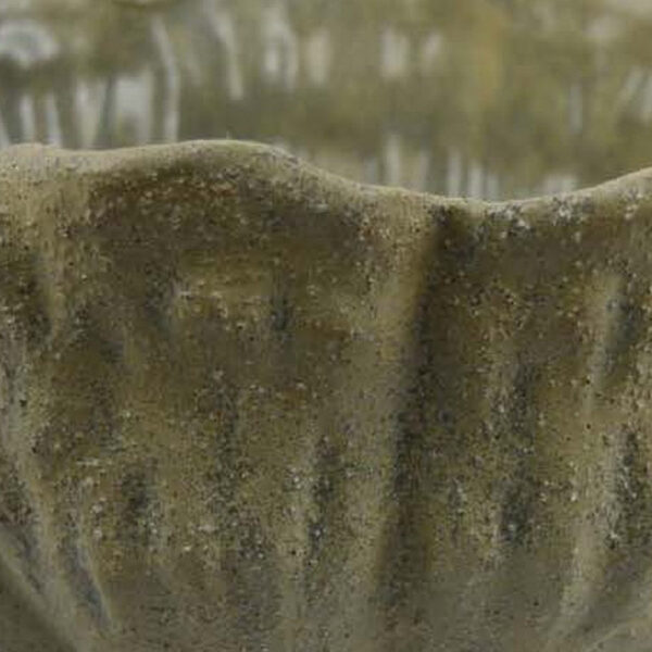 Bobo Decorative Bowl, Floral Design, 17 Inch Olive Green Ceramic