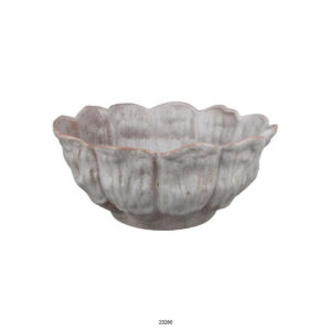 Bobo Decorative Bowl, Floral Design, 17 Inch White Ceramic