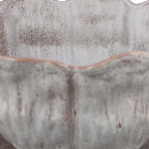 Bobo Decorative Bowl, Floral Design, 17 Inch White Ceramic