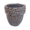 Decorative Planter, 13 Inch Ribbed Seashell Design, Purple Ceramic